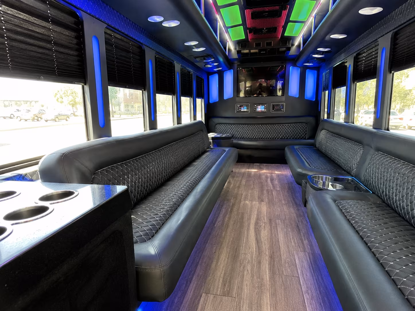salt lake city 15 passenger party bus inside