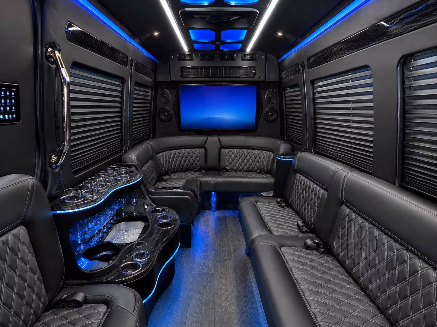 salt lake city 30 passenger party bus inside