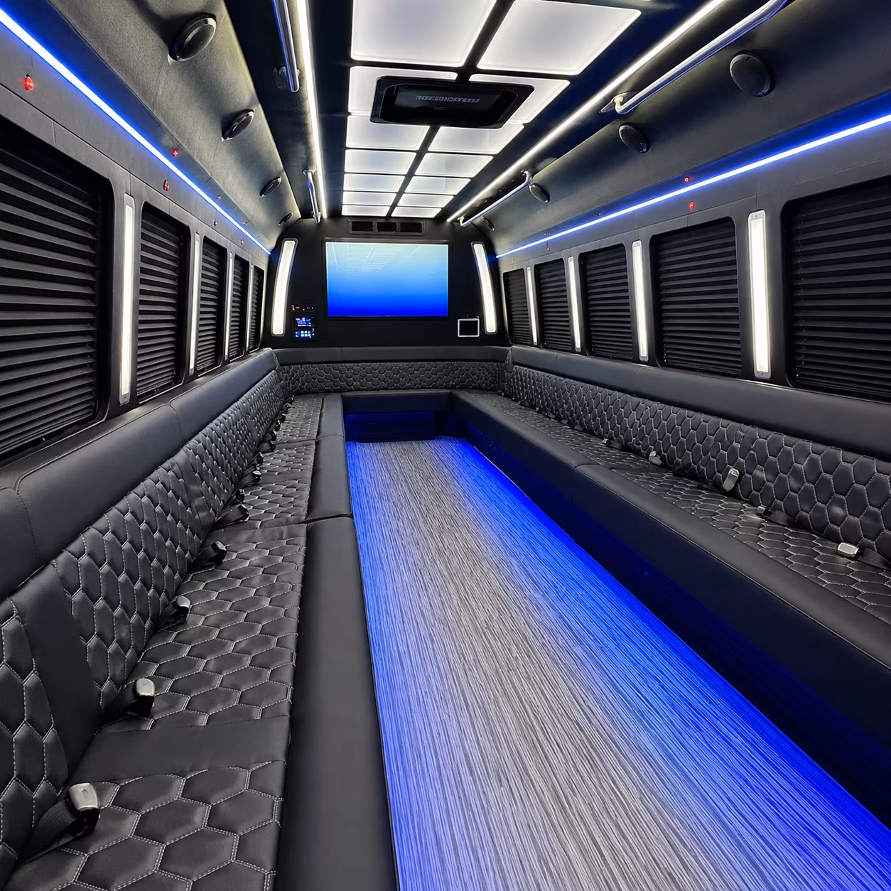 salt lake city 50 passenger party bus inside